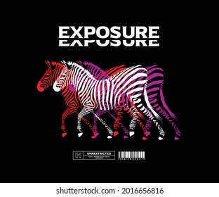 Futuristic illustration of zebra t shirt design, vector graphic, typographic poster or tshirts street wear and Urban style