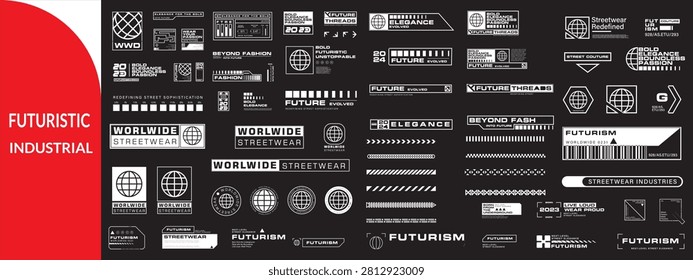 Futuristic industrial micrographics and cyberpunk technical labels. 