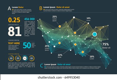 Futuristic infographic. Information aesthetic design. Complex data threads graphic visualization. Abstract data graph. Vector illustration