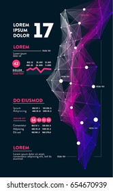 Futuristic infographic. Information aesthetic design. Complex data threads graphic visualization. Abstract data graph. Vector illustration