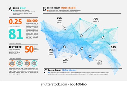 Futuristic infographic. Information aesthetic design. Complex data threads graphic visualization. Abstract data graph. Vector illustration