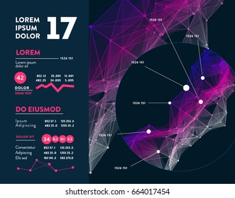 Futuristic infographic. Information aesthetic design. Complex data threads graphic visualization. Abstract data graph. Vector illustration
