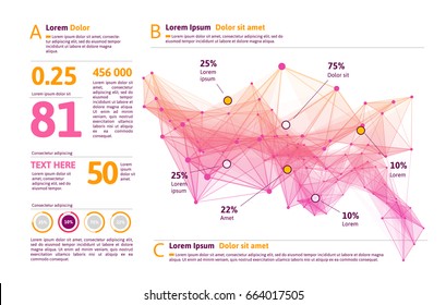 Futuristic infographic. Information aesthetic design. Complex data threads graphic visualization. Abstract data graph. Vector illustration