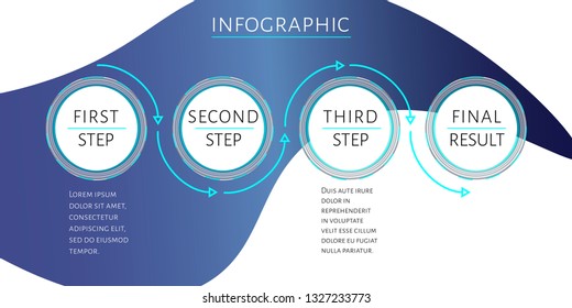 Futuristic Infographic template with 4 options (steps) and place for text. Turquoise circles template design for report, banner, workflow, business presentation. Editable vector EPS 10 illustration.