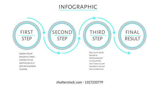 Futuristic Infographic template with 4 options (steps) and place for text. Turquoise circles template design for report, banner, workflow, business presentation. Editable vector EPS 10 illustration.