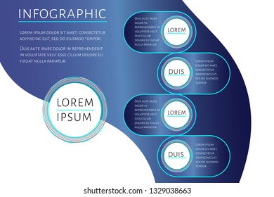 Futuristic Infographic template with 4 options (steps) and place for text. Turquoise circles template design for report, banner, workflow, business presentation. Editable vector EPS 10 illustration.
