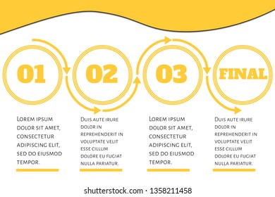 Futuristic Infographic template with 4 options (steps) and place for text. Yellow fluid template design for report, banner, workflow, business presentation. Editable vector EPS 10 illustration