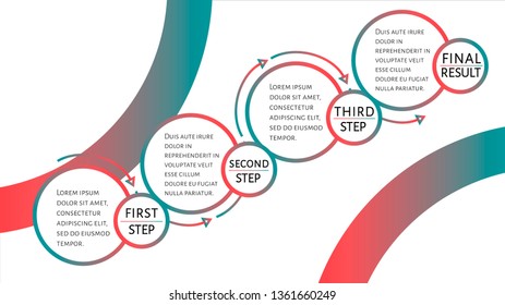 Futuristic Infographic template with 4 options (steps) and place for text. Red and green dotted circles template design for report, banner, workflow, business presentation. Vector EPS 10 illustration