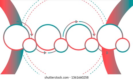 Futuristic Infographic template with 4 options (steps) and place for text. Red and green dotted circles template design for report, banner, workflow, business presentation. Vector EPS 10 illustration