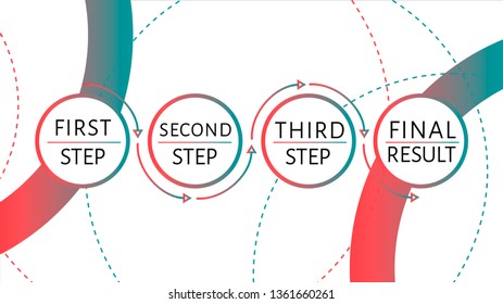 Futuristic Infographic template with 4 options (steps) and place for text. Red and green dotted circles template design for report, banner, workflow, business presentation. Vector EPS 10 illustration