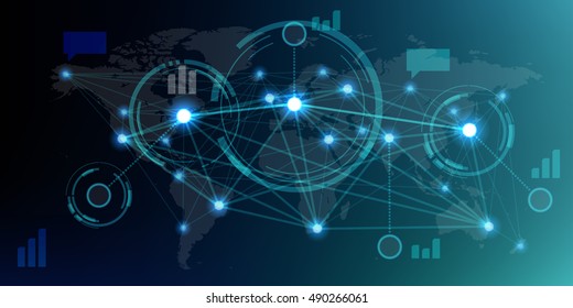 Futuristic infographics with elements of user interface HUD on dark background. Vector illustration.