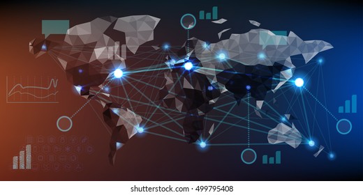 Futuristic infographics with elements of user interface HUD on dark background. Vector illustration.