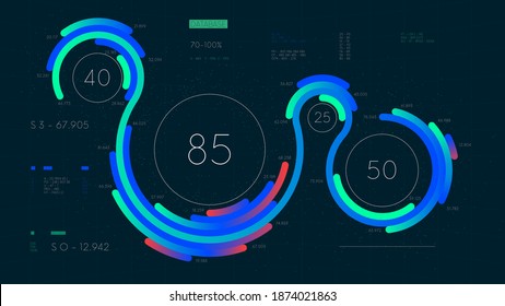Futuristic infographics Intelligent technology hud dashboard, virtual binary big data stream, vector illustration