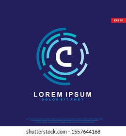 futuristic initial letter c digital logo. modern icon, template design