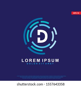 futuristic initial letter d digital logo. modern icon, template design