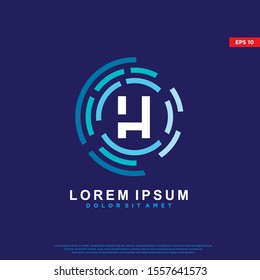 futuristic initial letter h digital logo. modern icon, template design