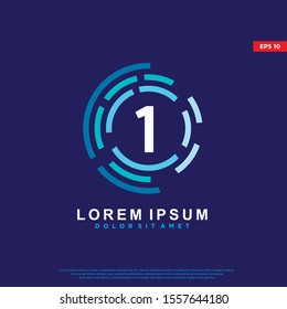 futuristic initial number 1 digital logo. modern icon, template design