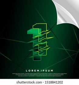 futuristic initial number 1 icon, modern template logo design