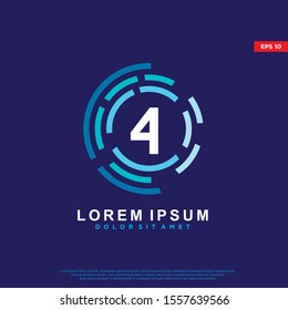 futuristic initial number 4 digital logo. modern icon, template design