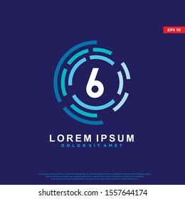 futuristic initial number 6 digital logo. modern icon, template design
