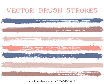 Futuristic ink brush strokes isolated design elements. Set of paint lines. Advertising Ink brushe stripes isolated on white, vector colors guide book samples.