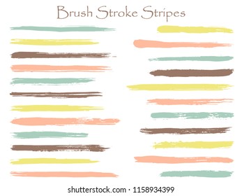 Futuristic ink pastel brush stroke stripes vector set, horizontal marker or paintbrush lines patch. Hand drawn watercolor paint brushes smudge strokes collection. Interior paint color palette swatches