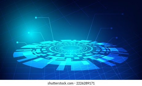 futuristic innovation technology background concept. virtual glowing blue light Hi tech HUD screen
