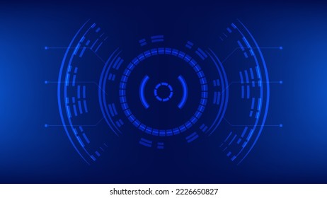 futuristisches innovationstechnisches Hintergrundkonzept. virtuelles leuchtendes blaues Licht High-Tech-HUD-Display