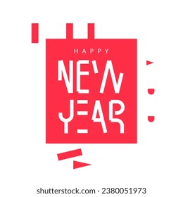 Futuristic inscription - Happy New Year. Lettering. New Year greeting card. Space font. Vector illustration on a white background.