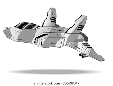 futuristic interceptor. vector illustration 4