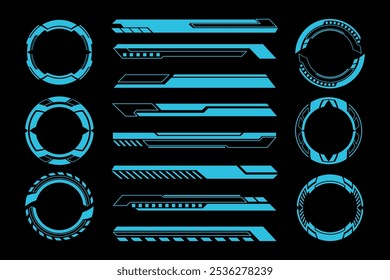 Interfaz futurista Elementos Cyberpunk. Círculos y líneas HUD de ciencia ficción