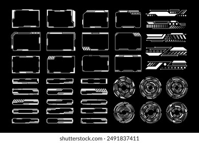 Interfaz Futurista Cyberpunk Ui Conjunto De Elementos. Elementos de interfaz de usuario de HUD holográfico, barras de alta tecnología y marcos