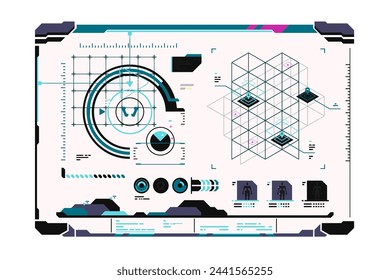 Futuristic Interface Display, vector illustration. Advanced tech screen with data visualization.