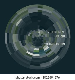 Futuristic interface in form of a circle. Abstract spaceship technology user interface, futuristic design decoration.