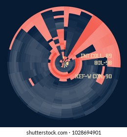 Futuristic interface in form of a circle. Abstract spaceship technology user interface, futuristic design decoration.
