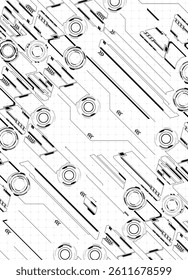 Futuristic interface frame network material