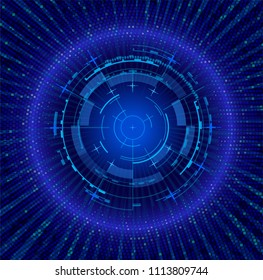 Futuristic interface funnel. Techno vector illustration. User round circles mechanical funnel image for web or print design