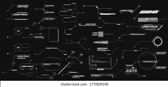 Futuristic interface hud design. Digital data visualization. Digital modern communication. Callouts titles. Big collection Callout bar labels, information call box bars, modern digital info boxes