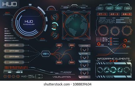 Futuristic Interface HUD Design, Infographic Elements,Tech and Science, Analysis Theme - Illustration Vector