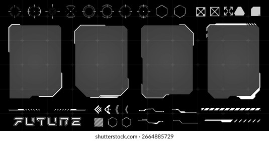 Futuristic Interface HUD Elements Vector Illustration for Sci Fi