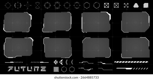 Futuristic Interface HUD Elements Vector Illustration for Sci Fi