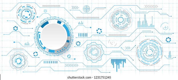 Futuristic Interface HUD Style and Infographic Elements. Abstract Virtual Graphic Touch UI - Illustration Vector