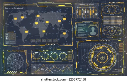 Futuristic Interface HUD Style and Infographic Elements. Abstract Virtual Graphic Touch UI - Illustration Vector