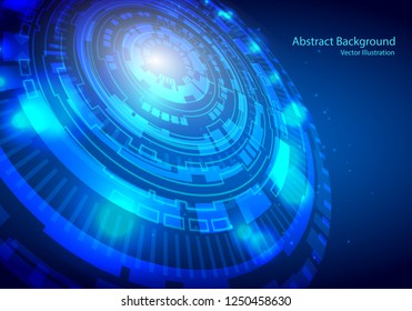 Futuristic interface, HUD, techno circle, Vector abstract technology design on blue background.