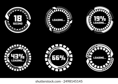 Futuristic Interface Loading Screen Elements. Cyberpunk HUD Progress Indicators