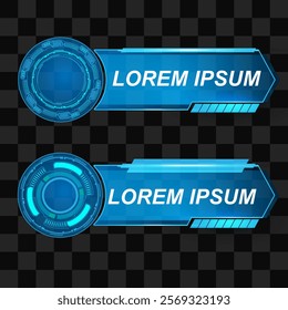 Futuristic interface or technology box blue isolated or lower third glowing light vector editable