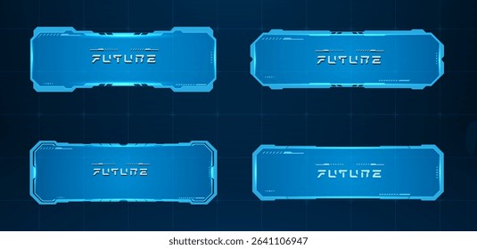 Futuristic interface or technology and text box. Sci-Fi l cyberpunk lower third vector editable