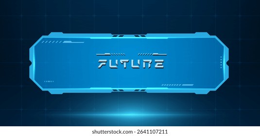 Futuristic interface or technology and text box. Sci-Fi l cyberpunk lower third vector editable