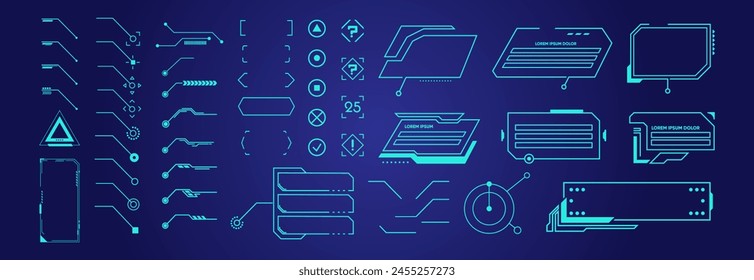 Elementos de interfaz de usuario futuristas. Títulos de llamadas digitales. HUD UI GUI interfaz de usuario futurista pantalla Elementos establecidos