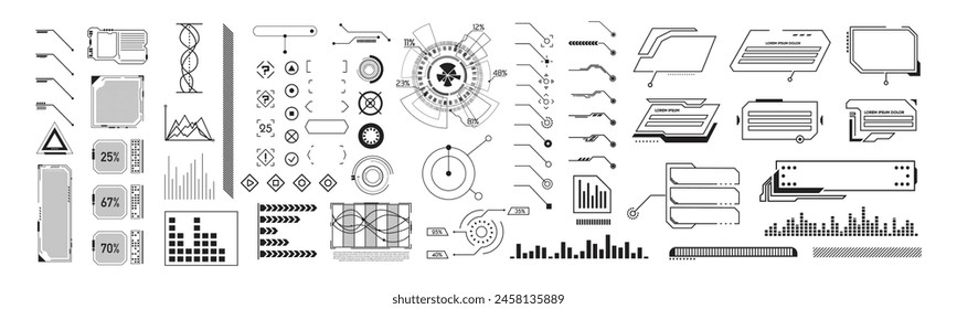 Futuristic interface ui elements. Digital callouts titles. HUD UI GUI futuristic user interface screen elements set